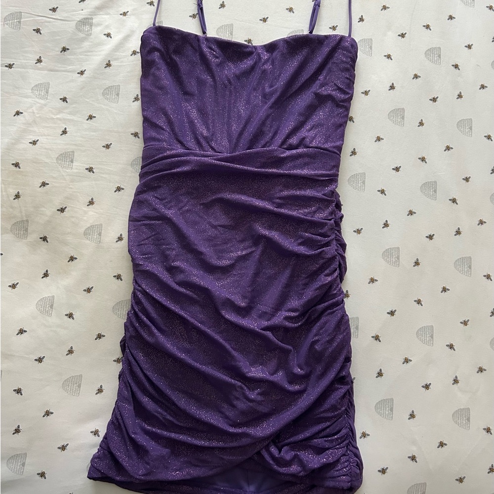 purple glittery mini dress🪻